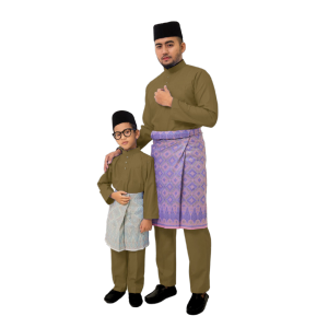 PG4 Baju Melayu SLIM FIT Budak & Dewasa Cotton  👉🏻 Brick Orange / Sage Green / Ash Blue /  Olympic Olive Gold  BAJU RAYA