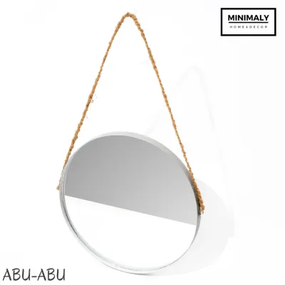 Kaca Cermin Bulat Gantung (frame pvc Anti Air) Cermin Aesthetic Cermin Gantung Dekorasi Dinding