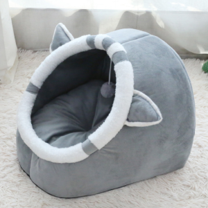 Ổ nệm nằm cho Chó Mèo có tai siêu ấm kèm banh bông đồ chơi (mẫu mới) - Hara Pet Store