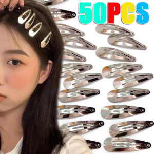 10-50Pcs Y2K Women Silver Color BB Snap Clips Korean High Quality Matte BB Hair Clip Snap Side Clips INS Fashion Silver Hairpin Simple Metal Water Drop Hairpin Girls Hairpins BB Clips Hair Accessories