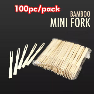HIONE 100pcs Bamboo Mini Fork 9cm (Siomai Takoyaki Cocktail Fruitpick Pica-pica Fishball)