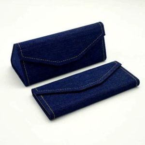 ZYJC Denim Cloth Triangle Folding Glasses Case Retro Soft Eyewear Cases Creative Lightweight Reading Glasses Box Men Women