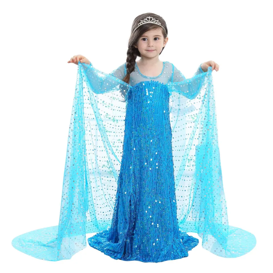 Đầm voan công chúa Elsa bông tuyết hồng cho bé gái