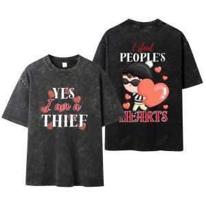 สตรีทแฟชั่น เสื้อยืดแฟชั่นผู้ชายผู้หญิง HEARTS เสื้อสกรีนลายคู่ หน้า-หลัง Oversize Cotton100% 68233#