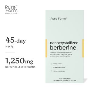 Pure Form Nanocrystallized Berberine | 1250mg Berberine + Milk Thistle | Controls Blood Sugar & Cholesterol Levels