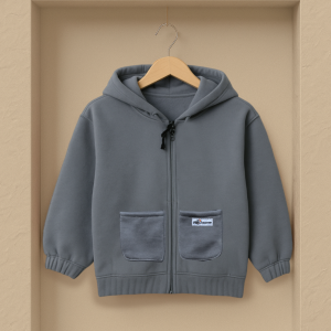 Jaket Bayi Anak fleece SAKU Resleting Kupluk Kepala Polos KARET HBc Size 1-2  Tahun ZJK05