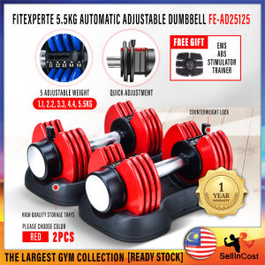 SellinCost FitExperte 5.5kg Automatic Adjustable Dumbbell Set 2.5lb-12.5lb / 1.1kg - 5.5kg Weighlifting Muscle Fitness Strength Training Fitness Gym Alat Angkat Berat Select Tech Dumbbell Selecttech Dumbbell FE-AD25125