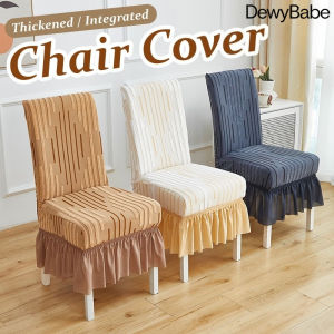 DewyBabe Thickened Integrated Printed Telescopic Dining Chair Cover with Skirt Modern Hotel Chair Cover