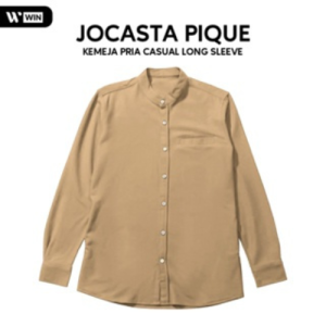 WIN - JOCASTA Kemeja Pique Pria Lengan Panjang Warna Khaki Sanghai Catton Jumbo Big Size