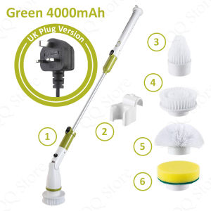 New Handheld Rechargeable Wireless Electric Spin Scrubber Power Brush Tools Shower Bathroom Scrubber with 4 Replaceable Type Head Hurricane Scrubber Floor Brush Cleaning Toilet Berus Elektrik Penyental Tandas Bilik Mandi 电动清洁刷 H16