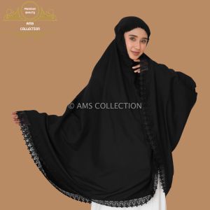 Bergo Umroh Haji Bahan Katun Premium Hijab Jumbo Bersaku Renda Mewah