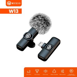 MIXIO W13 W14 Mic Wireless Clip on Microphone Mikrofon Lavalier HP Plug & Play