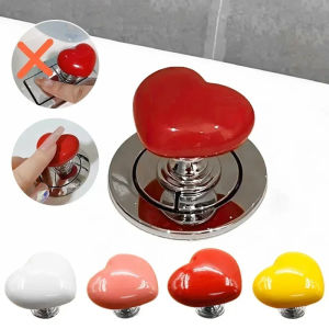 1pcs Heart-Shaped Toilet Flush Buttons with Nail Protectors - Easy Push Tank Switch Bathroom Accessories