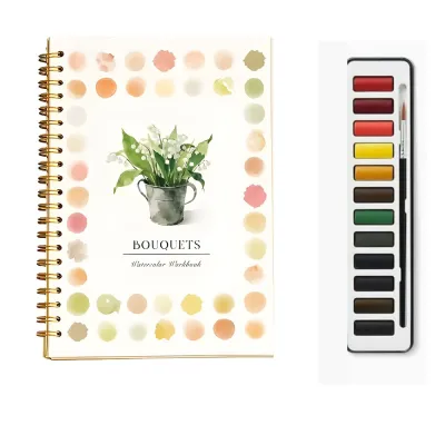 MXKJING MALL with Paint Brush Beginner-Friendly Watercolor Workbook DIY With 12Color Paint Set Water Color Workbook Creative Easy Nature Scenes Paint Set Watercolor Paint Book for Kids Adults Beginner