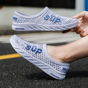 Free Shipping MenS Summer Slip-On Sandals Featuring A Non-Slip Sole Fashionable And Trendy Design Thick Platform Breathable Material Korean Style And A Closed-Toe Design Suitable For Beach And Water Activities