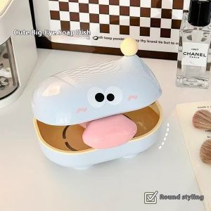 Hộp đựng có nắp xà phòng mắt to dễ thương thiết kế thoát nước không thấm nước cho phòng tắm Đĩa đựng xà phòng Kiểu hoạt hình