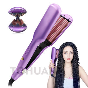 9mm Mini Hair Crimper Waver 5 Triple Barrel Ceramic Tourmaline Deep W Wave Curling Iron Wand with LED Temperature Control