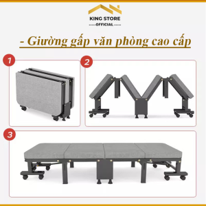Giường gấp văn phòng gấp gọn giường sofa xếp ngủ trưa khung thép gấp 4 có bánh xe di chuyển thuận tiện