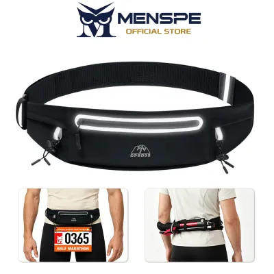 MENSPE Sports Waist Pack Bag Pouches Waist Belts Bag Hanging Number Bib Waist Belt Adjustable Running Pouch Waterproof Money Phone Waist Pack Jogging Belt With Reflective Strip