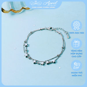 Lắc tay bạc nữ sợi kép ngôi sao lấp lánh chất liệu bạc 925 mẫu mới sang trọng APRIL JEWELRY LT001