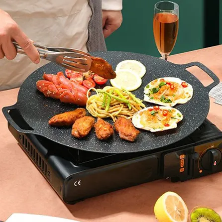 Barbecue Grill Plate Pan Skillet Stir Frying Rpund Griller Pan Ready to Use for Stove Lazada PH