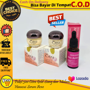 YESS - Paket 3in1 Citra Gold Siang dan Malam + Hanasui Serum Acne Cream Citra Gold Ori Citra Gold Asli Krim Pencerah Wajah Bisa Bayar Ditempat COD