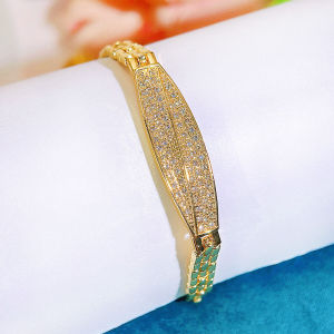 FCSEQUITO 1 Cái Vòng Tay Nữ Mới Được Ưa Chuộng Mạ Vàng Đính Đầy Đủ Đá Cubic Zirconia Tổng Hợp Dạng Dây Phong Cách Thanh Lịch Dành Cho Tiệc Tùng B345