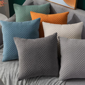 【NEW A 】Quilted Velvet Pillowcase Throw Pillow Covers Home Cojines Decor Pillow Cases Simple Sofa Cushion Cover Decorative 45x45cm