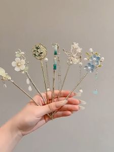 Cucuk Rambut Buluh 竹子圆扇流苏发簪 Bamboo Round Fan Tassel Hair Pin 古风步摇盘发发钗汉服旗袍簪子头饰 Elegant Chinese Style