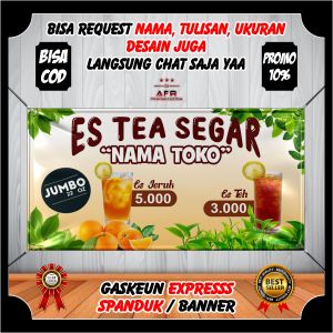 Spanduk Minuman Es Tea Viral - Banner Jualan Es Tea Segar Berkualitas / Spanduk Banner Backdrop Es Tea