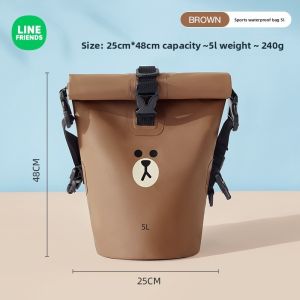 (5L/10L/15L/41L)100% Authentic Line Friends Sports Bags Swimming Foldable Storage Bag Waterproof Wet and Dry Separation Large Capacity Sports Backpack Swimsuit Dedicated Waterproof Bag BROWN LFB121/LFB122/LFB124