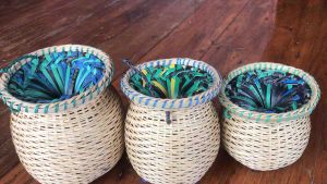 ข้องสวนลุงแว่นตะข้องข้องพายข้องใส่ปลาข้องไม้ไผ่ข้องขนาดเล็กข้องสำหรับตกแต่ง