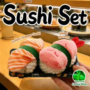 FLYING 2Pcs/Set Interactive Sushi Cat Toys Chew-resistant Crinkle Sound Catnip Cat Toy Bite Resistant Cat Chew Plush Toy Pet Supplies