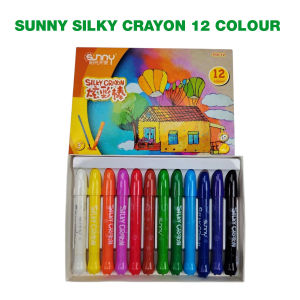 Sunny Silky Crayon 12 Colour Set - Vibrant Colors for Drawing and Coloring - Ideal for Kids and Artists - Boxed Set with 12 Crayons