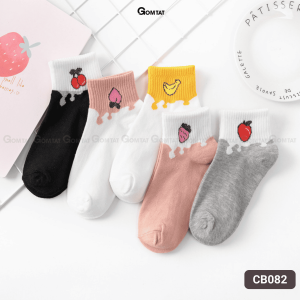 Set 5 đôi vớ chân nữ cổ ngắn GOMTAT hoạ tiết nhiều màu combo tất nữ cổ ngắn thời trang hàn quốc siêu dễ thương - CBNGAN