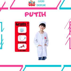 [BIG SALE] [FREE STETOSKOP MASKER DAN SUNTIK] Doctor Clothes / Baju Suster Anak New Kantong Seragam Dokter Perawat Kostum Karnaval