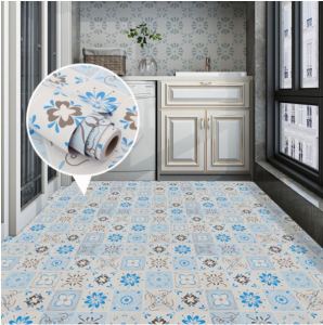 Wallpaper Stiker Lantai Dinding Bahan Tebal Perekat Diri Toilet Tahan Air Stiker Lantai Motif Anggrek Lembah - COD