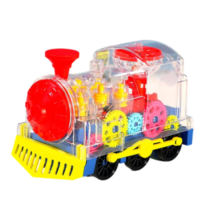 Electric Train Toy for Toddler Clear Obstacle Avoidance Car with Clear Gears Light Music Educational Fun Toy for Kids
