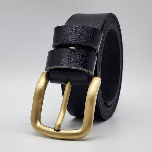 Dây da bò thắt lưng nam DHM-295 | Đầu khoá kim kiểu tròn mạ đồng thời trang | Bảo hành 12 tháng