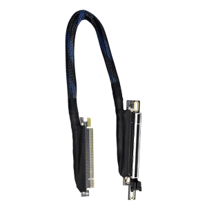 270 Degree Angled PCIe 5.0 x16 Right Facing Graphics Cable Braided Durability 64GT/s Fast Data Transmission