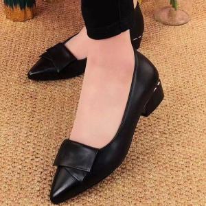 Free Shipping 2026 New Collection Of Women’S Soft-Soled Leather Shoes Featuring Chunky Heels Shallow Toe Boxes Soft Leather Pointed Toes And Versatile Designs