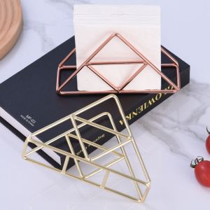 WENTIVV Handicraft Triangle Napkin Holder High-end European Style Hollow Tissue Rack Modern Vertical Tissue Holder Dining Table