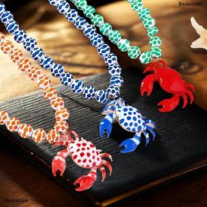 [COD] Beaution Womens Acrylic Red Crab Pendant Necklaces Pool Accessories Ocean Style Crab Hip Hop Necklace Pendant Party Jewelry Decor