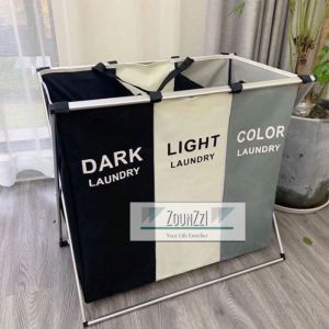 3IN1 Foldable Laundry Basket Mesh Dirty Clothes Toy Bathroom Organizer Storage Bins Rack Compartment Sorting Laundry Hamper Kotak Tempat Letak Simpan Barang Bakul Letak Pakaian Barang Baby Serbaguna Baju Kain Kotor Lipat Bertutup Murah Besar 大容量肮脏洗衣服玩具收纳篮