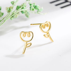 My Natural S925 Trendy Simple Silver Needle Rose Flower Stud Earrings 郁金香小众简约设计耳环