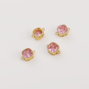 14K Gold Plated Brass with Zircon Stone Exquisite Square Double Hanging Charm Pendant for Earring Bracelet Necklace DIY Jewelry Making Findings Accessories