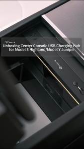 TPARTS Muti-Ports USB Hub for Tesla Model 3 Highland 2024+/Model Y Juniper 2025+ Center Console Hidden Fast Charger with Retractable Cable Model 3/Y Interior Accessories Charging Hub Docking Station