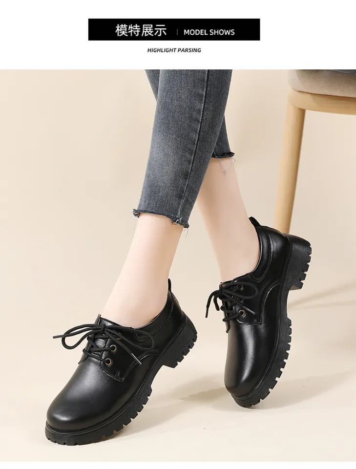 VIWANA Oxfords Shoes For Women Genuine Leather Black Casual Ladies Shoes  Korean Style Platform Heels Shoes Comfort Women Shoes