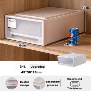 THE 5-70 Liters Stackable Storage Drawer Plastic Container Storage Box Cabinet Wardrobe Organizer Home Drawer Box