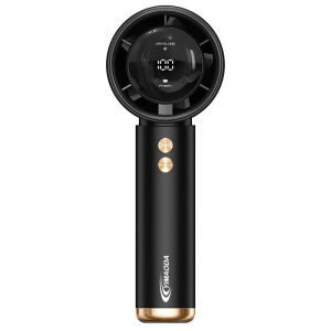 YIMAODA Mini kipas angin portable USB Handheld Stand up Desktop Fan Portable Strong Wind 100 Speed Fan Digital Display Adjustable Wind Speed Turbocharged Fan Suitable for Outdoor Space Adjustment and Rapid Cooling Durable and Convenient Fan-N68-w